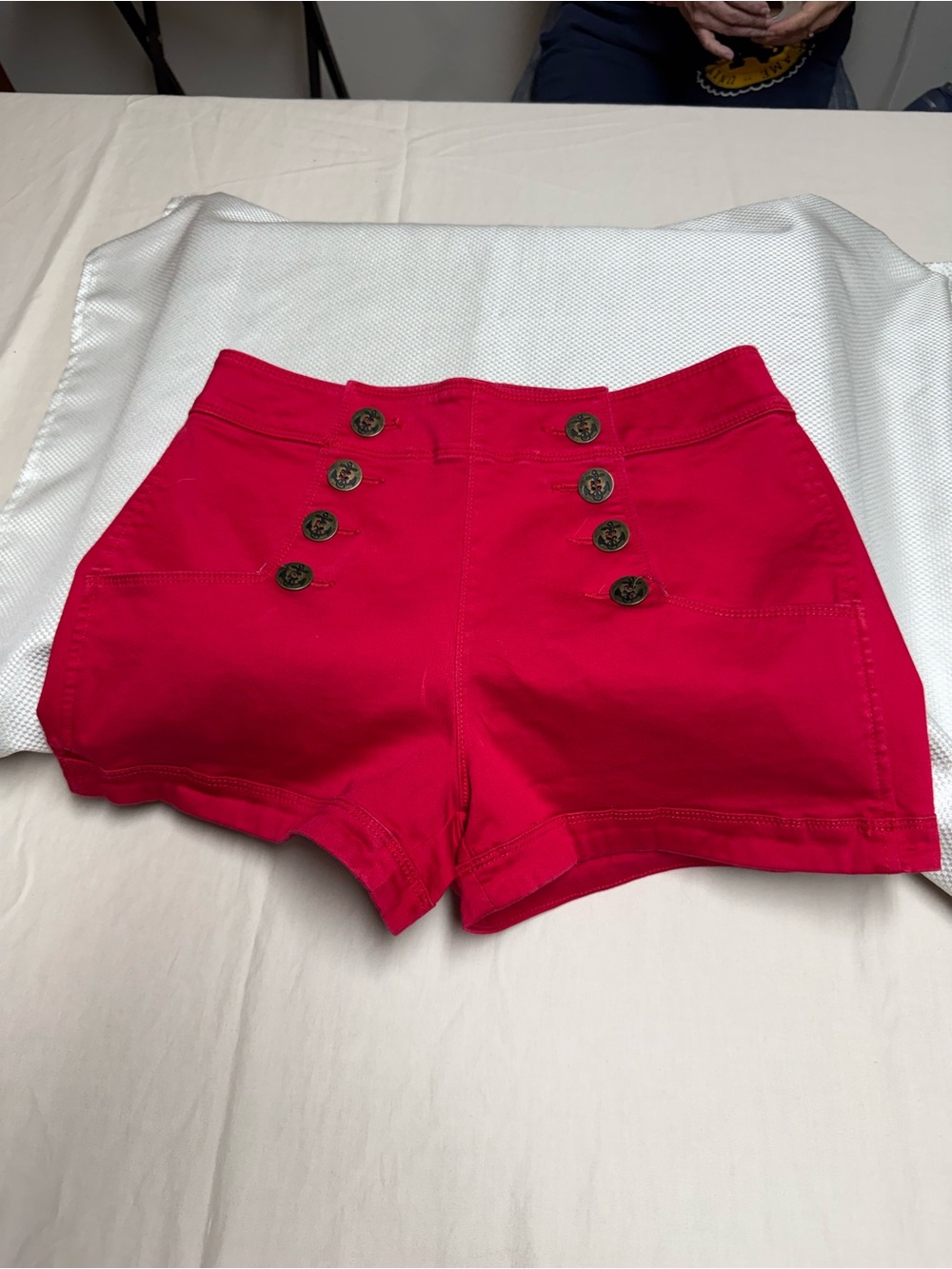 Express Red High-Waist Button-Front Shorts